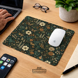 Dark Floral Cottagecore Desk Mat with Botanical Butterflies - Deskneko