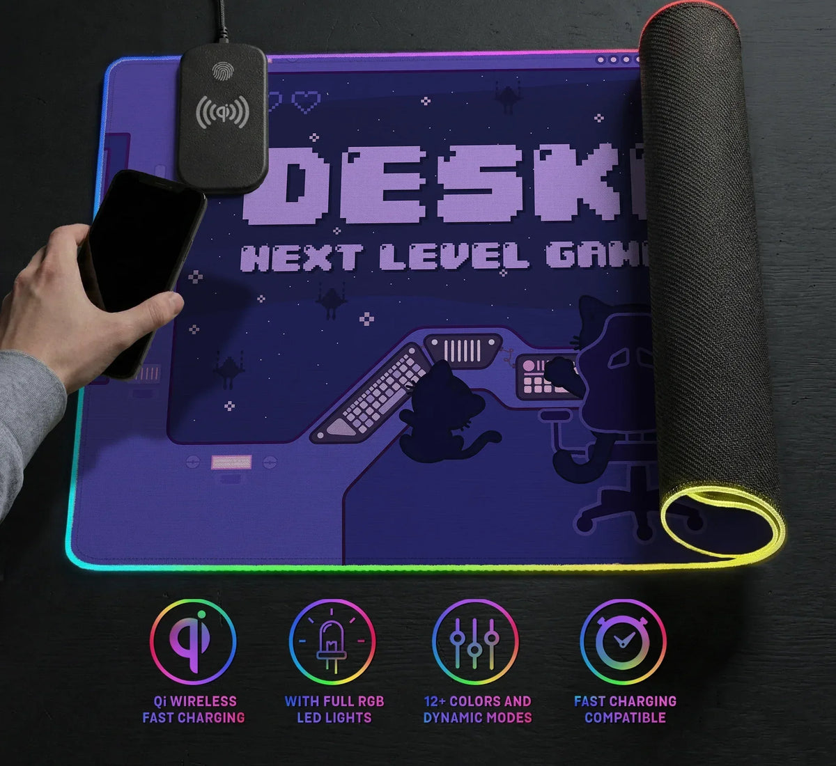 Transformative Teal Desk Mat Mousepad, Minimal Solid Color Decor - Deskneko