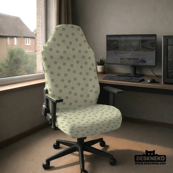 Green Floral Chair Cover - Deskneko