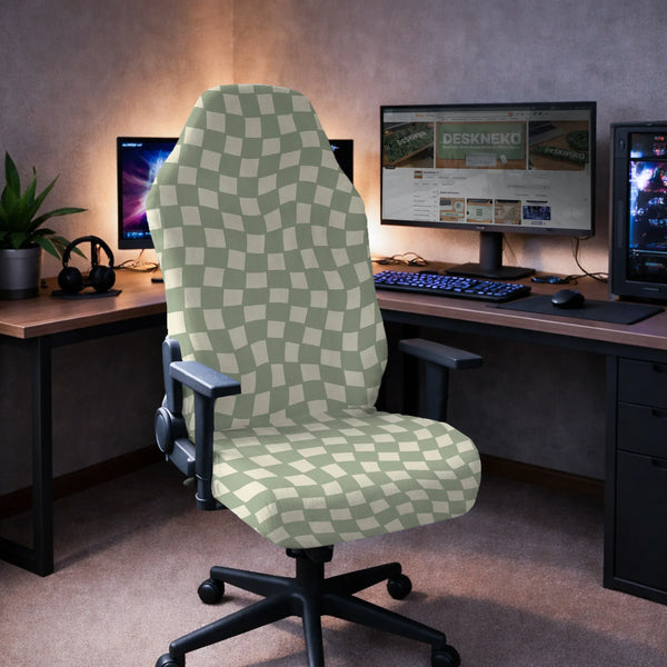 Green Checker Chair Cover - Deskneko