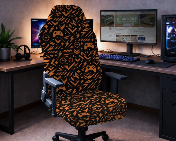Orange Black Chair Cover - Deskneko