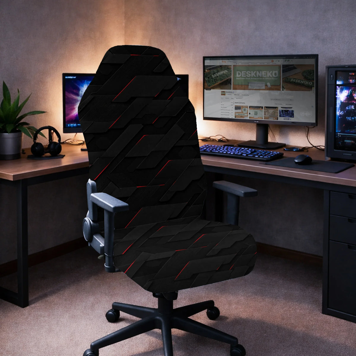 Black Tech Chair Cover - Deskneko