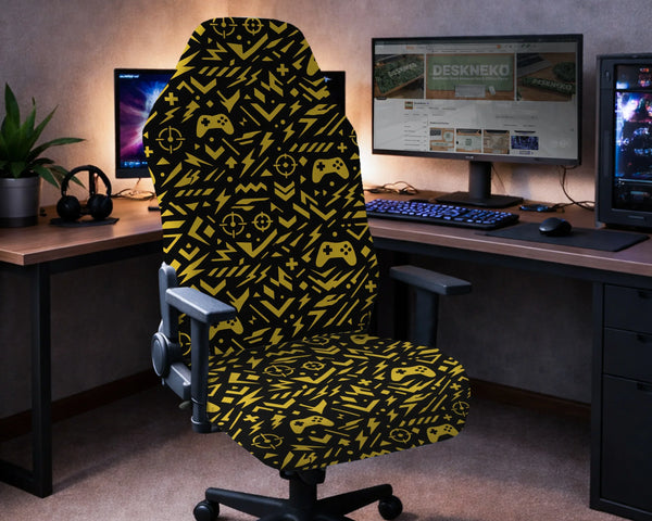 Black & Yellow Chair Cover - Deskneko
