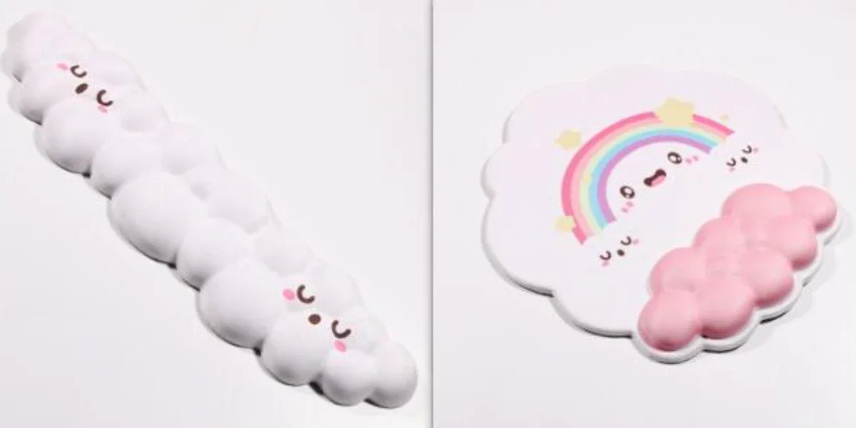 Cloud Keyboard Hand Wrist Rest Memory Foam Silicone Leather Mouse Pad Wristband Pad - Deskneko