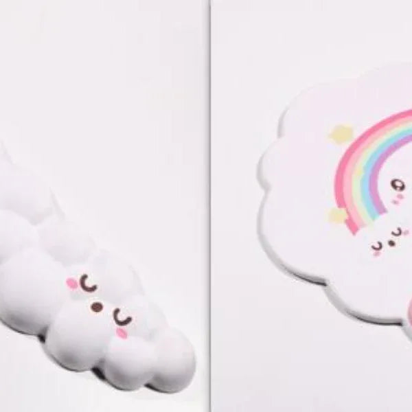 Cloud Keyboard Hand Wrist Rest Memory Foam Silicone Leather Mouse Pad Wristband Pad - Deskneko