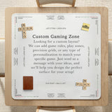 Square mahjong table mat with a black and silver dragon border, cloud details, and a scalloped edge.
