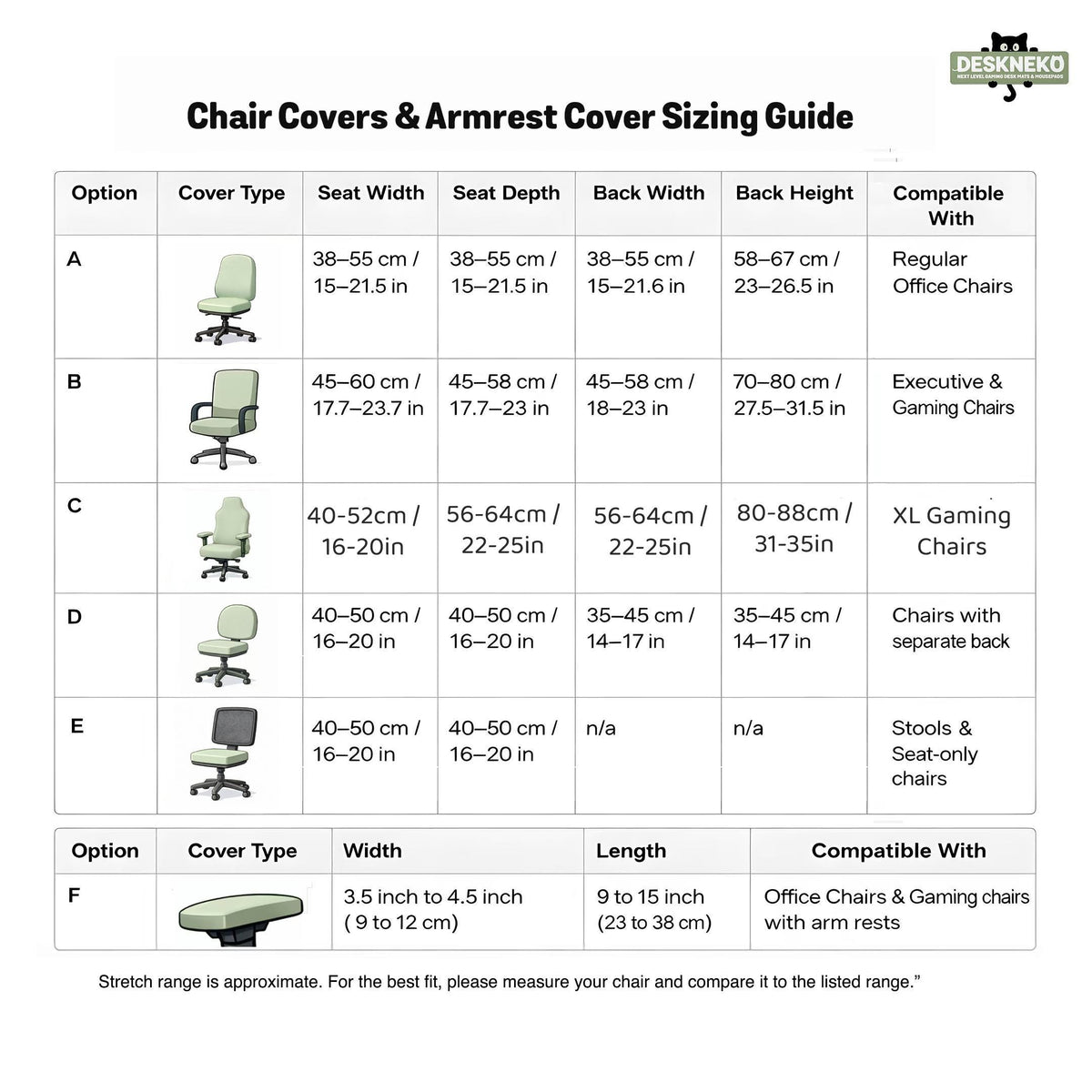 Black chair cover with a thin line art pattern on a gaming chair, shown with a high back and armrest areas covered.