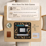 Black mahjong table mat with a gold dragon border, gold geometric corner details, and a clear center play area.