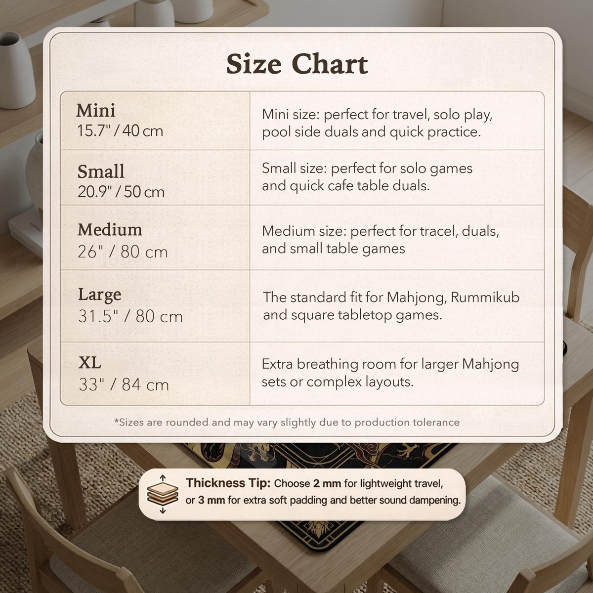 Black mahjong table mat with a gold dragon border, gold geometric corner details, and a clear center play area.