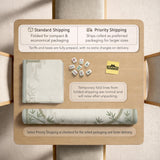Square light green mahjong mat with bamboo stalks, soft ivory details, botanical shadows, mist lines, and a circular center design.