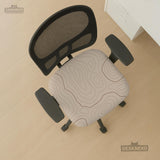 Beige chair cover with a minimalist topographic line pattern shown on a high back chair with armrests.
