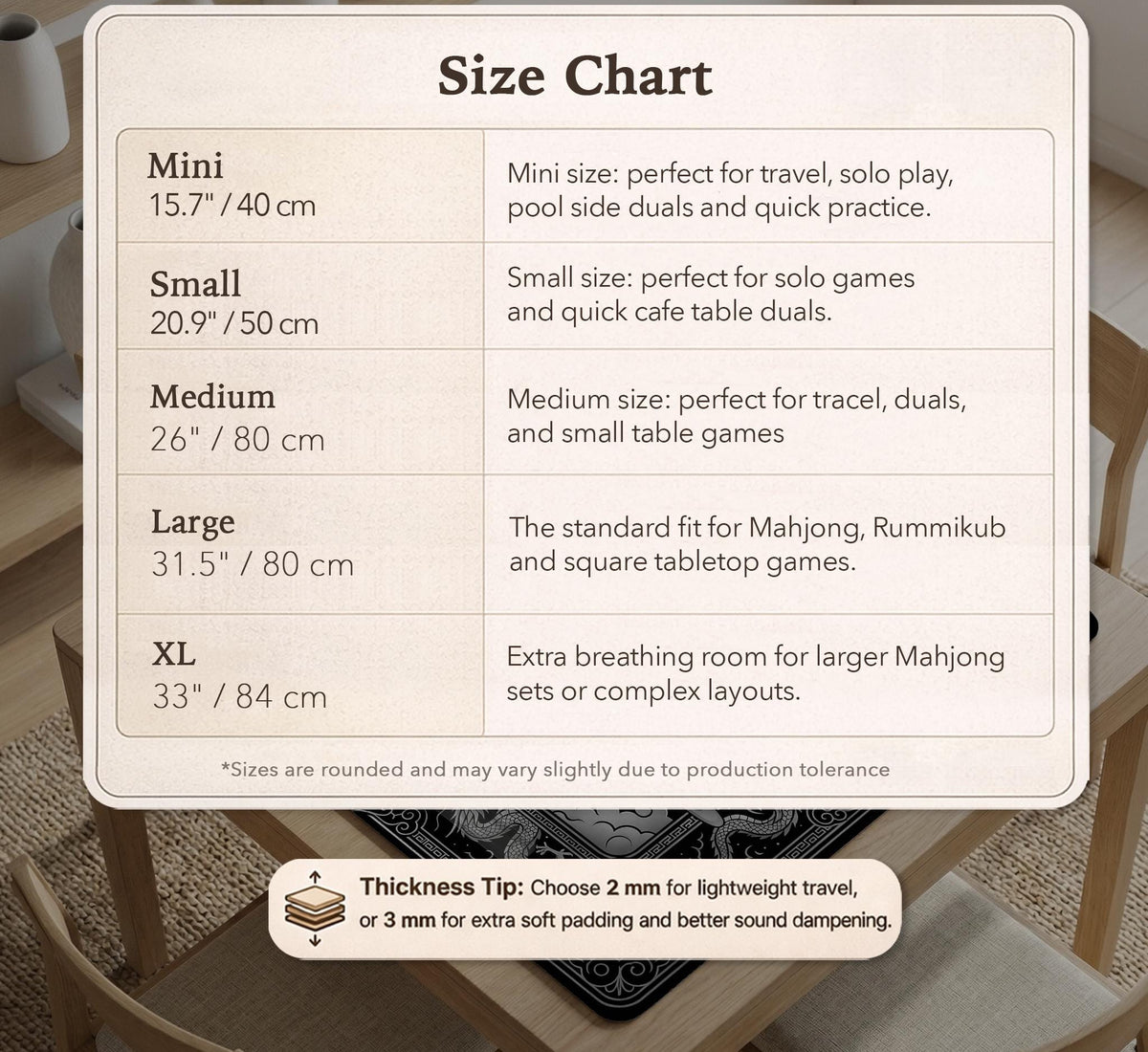 Square mahjong table mat with a black and silver dragon border, cloud details, and a scalloped edge.