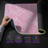 Soft pink desk mat with a kawaii cloud-marble pattern, white crackle lines, and small star accents.