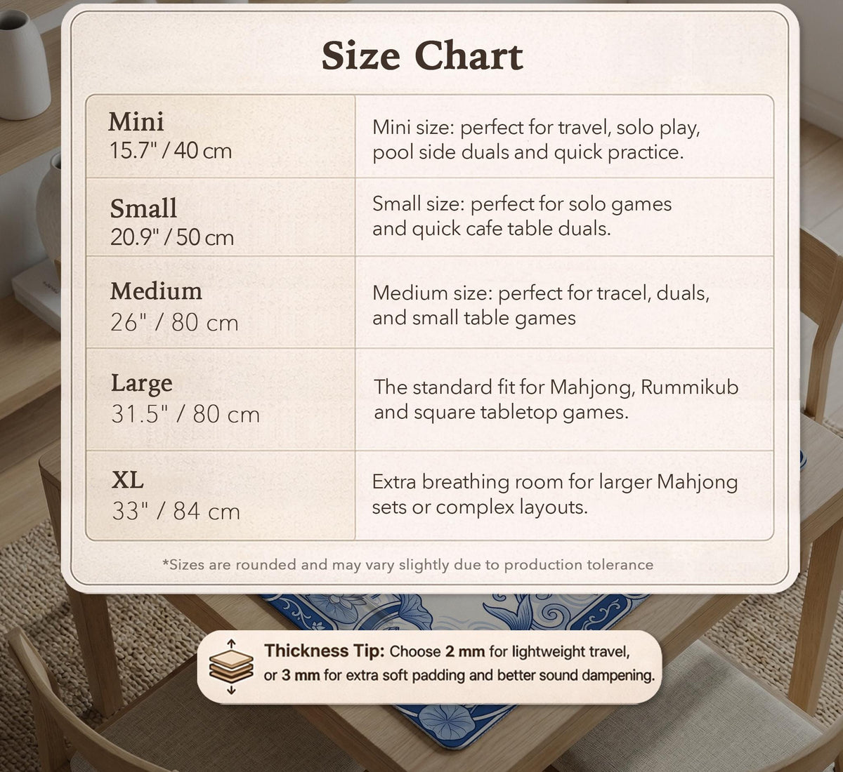 Blue and white square mahjong mat with a koi fish and lotus border design and a plain center area.