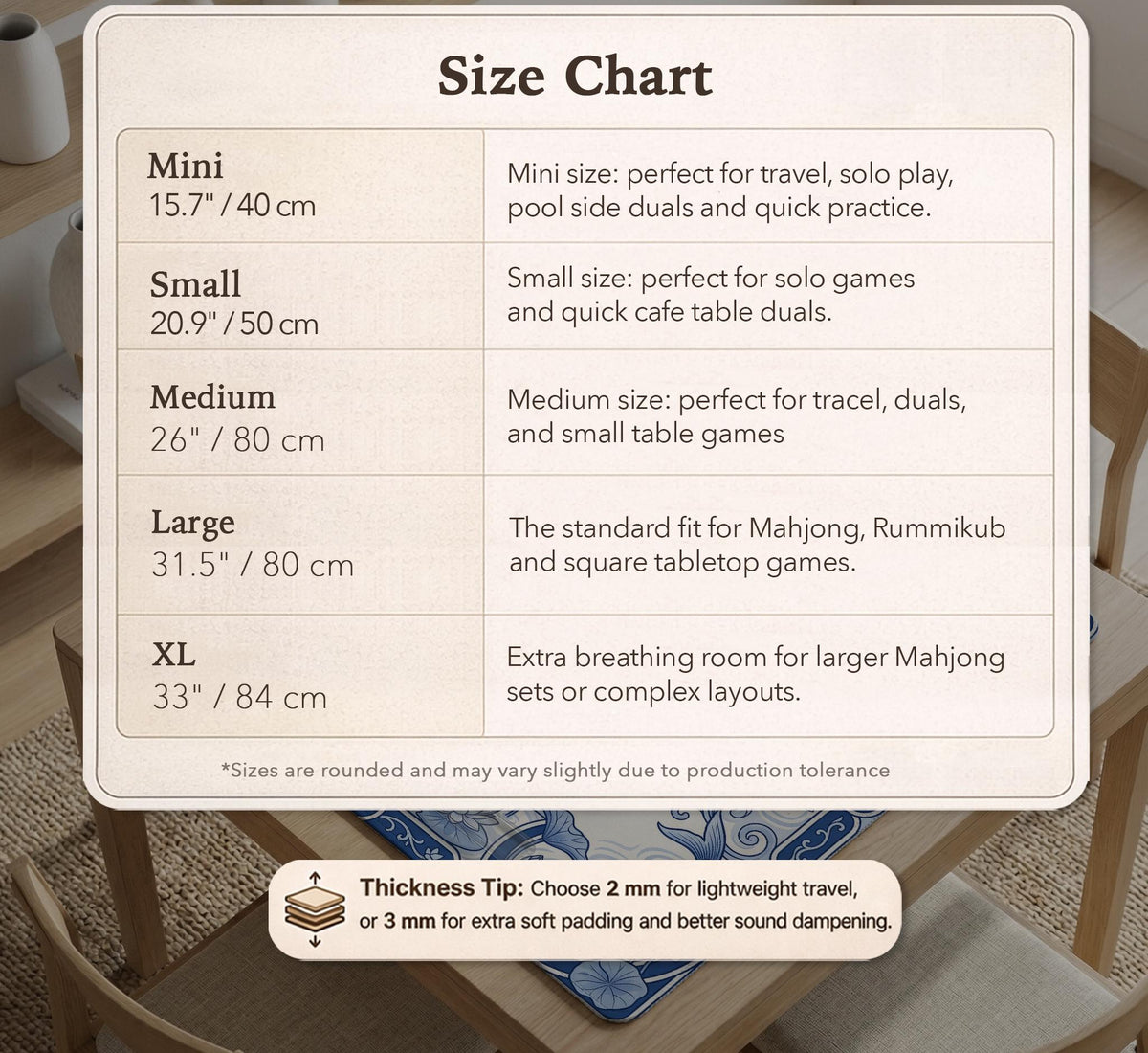 Navy blue square mahjong table mat with lotus flowers and koi fish in a porcelain-style border and a plain center.