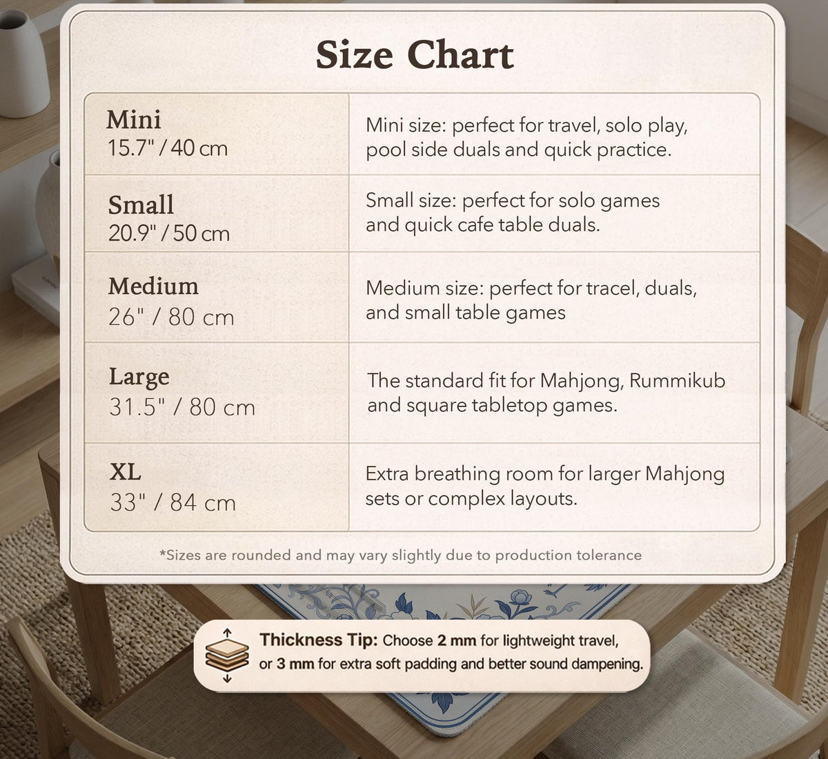 Square mahjong mat with a blue chinoiserie floral pattern on a light background.
