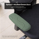 Sage green chair cover with a topographic line pattern shown on a desk chair, with armrest openings visible.