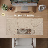 A beige mousepad with a topographic line pattern in a repeating design.