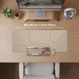 A beige mousepad with a topographic line pattern in a repeating design.