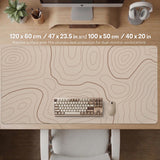 A beige mousepad with a topographic line pattern in a repeating design.