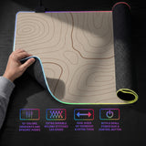 A beige mousepad with a topographic line pattern in a repeating design.