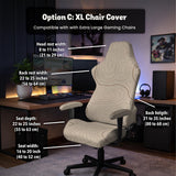 Beige chair cover with a minimalist topographic line pattern shown on a high back chair with armrests.