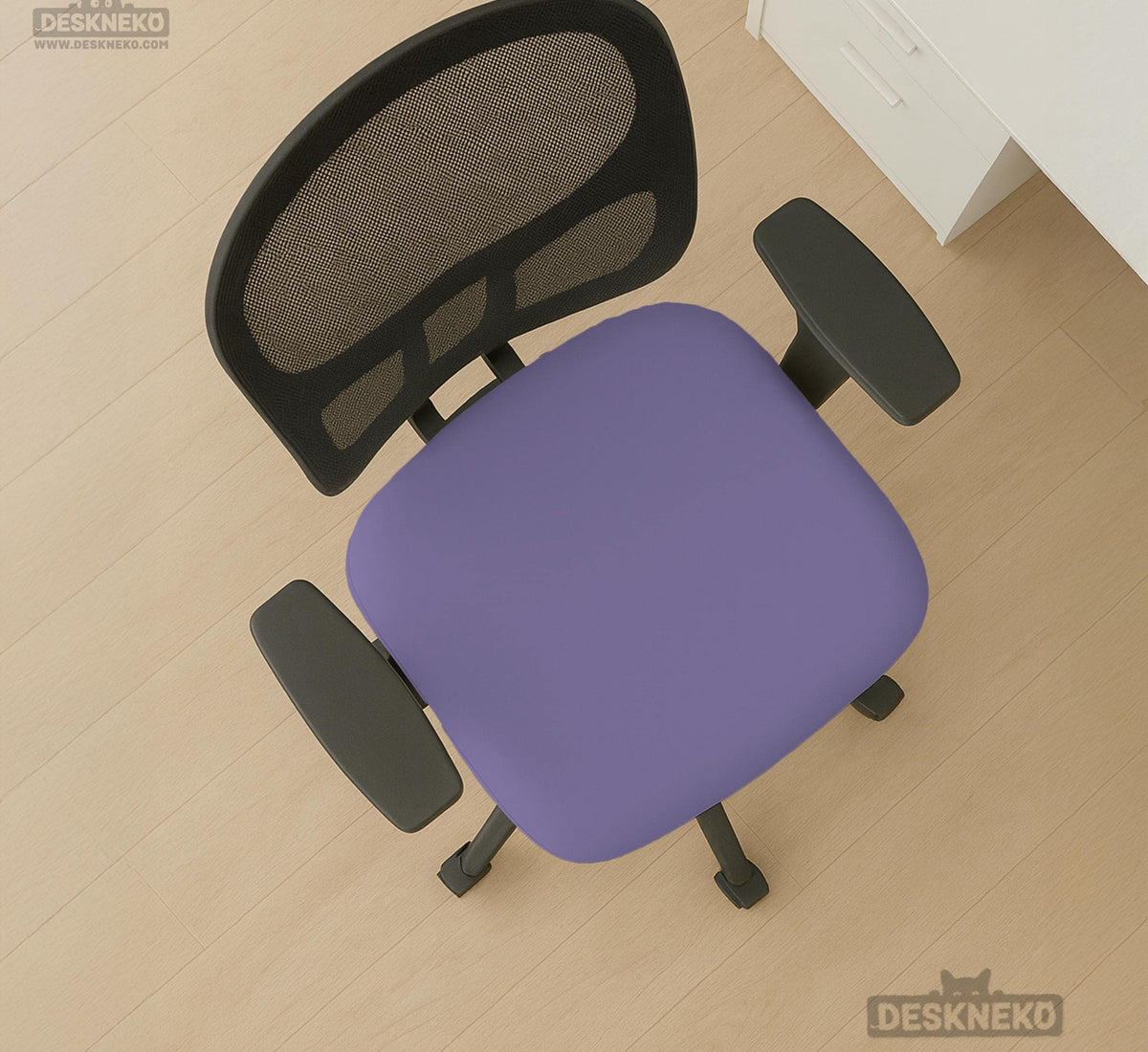 Purple chair cover options shown for gaming chairs and office chairs, including full chair covers, back-and-seat covers, seat-only covers, and armrest-only covers.