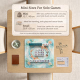A soft blue mahjong mat with koi fish, floating lily pads, pale floral details, and a watercolor-style pond design.