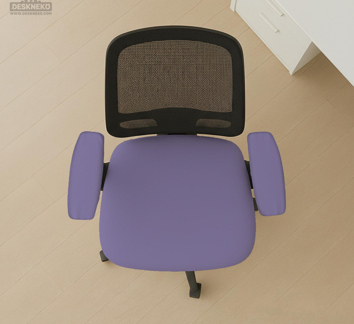Purple chair cover options shown for gaming chairs and office chairs, including full chair covers, back-and-seat covers, seat-only covers, and armrest-only covers.