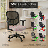 Pink floral stretch chair cover with a tulip pattern shown on a high-back gaming or office chair.