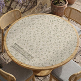 Sage green mahjong mat with vine and botanical artwork in cream neutral tones, shown in a cottagecore style with a tablecloth-style format.
