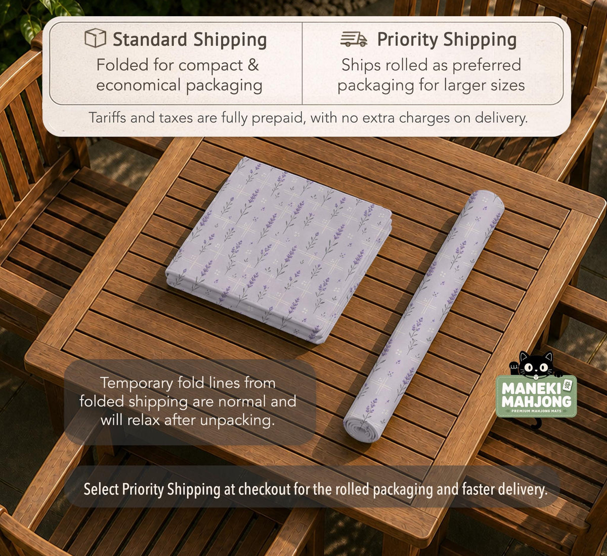 Lavender mahjong mat with a pale purple background, small botanical sprigs, and fine grid lines.