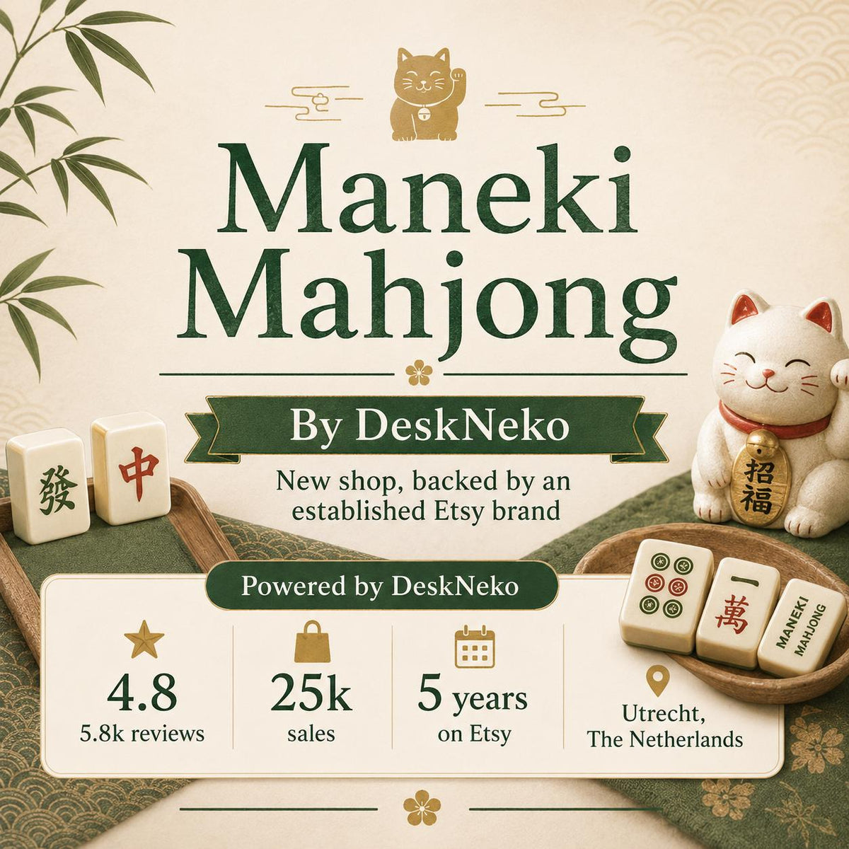 A teal mahjong mat with a peacock feather pattern and scalloped edges.